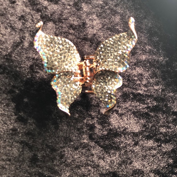 RHINESTONE/GOLD SET BUTTERFLY HAIRPIECE - Picture 8 of 14
